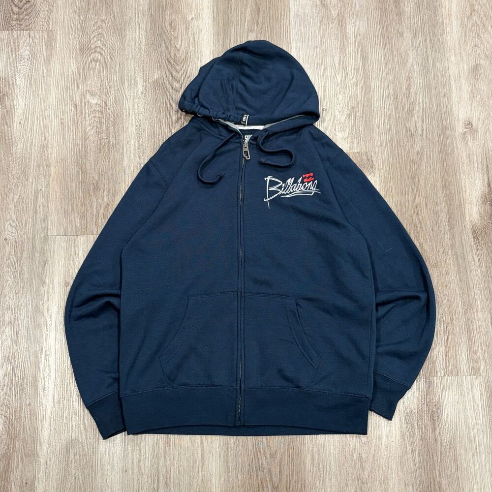 Vintage 00s Y2K Billabong Full Zip Hoodie Men's Size Medium Surf Navy Blue